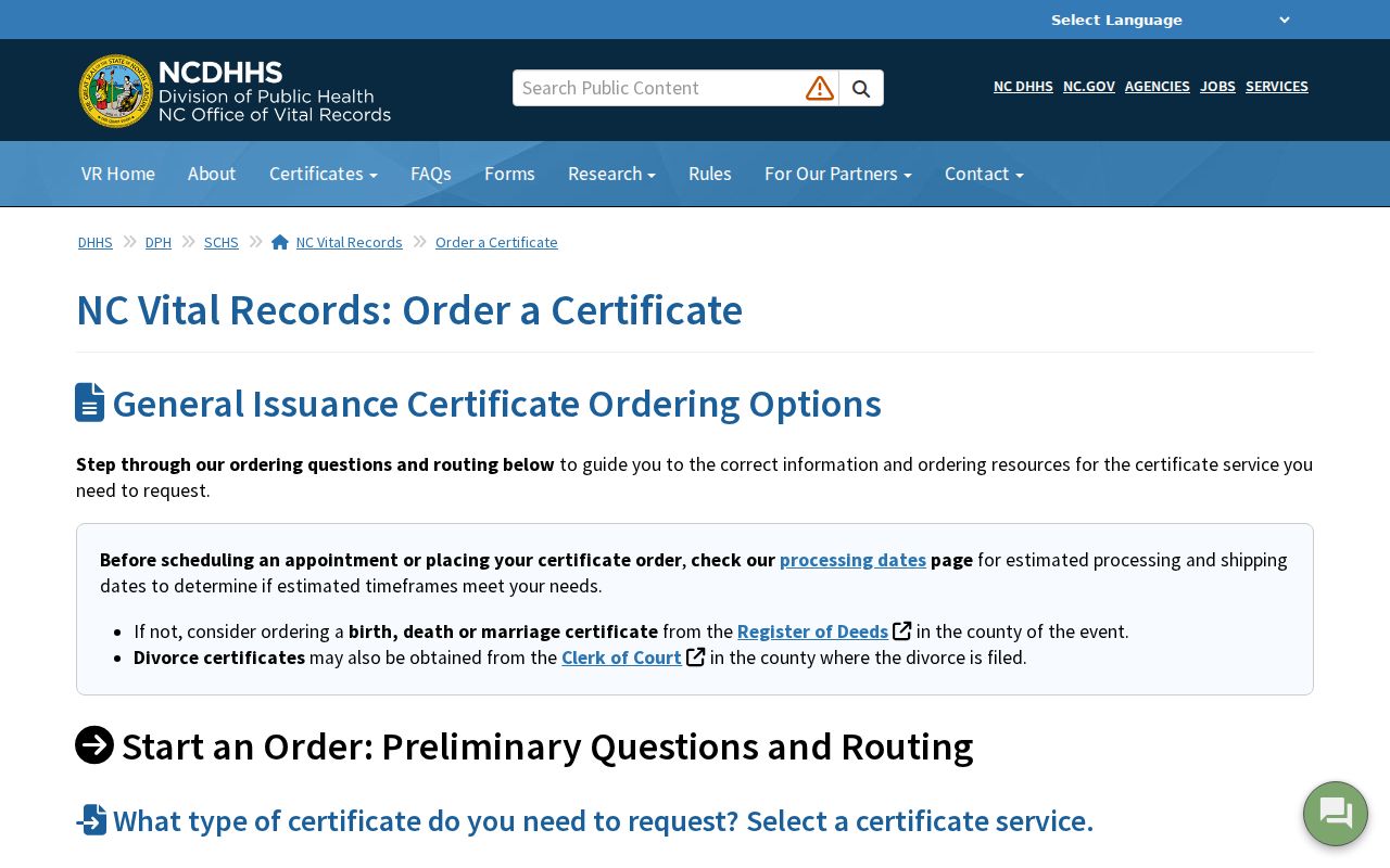 Charlotte public records route for North Carolina vital certificate orders